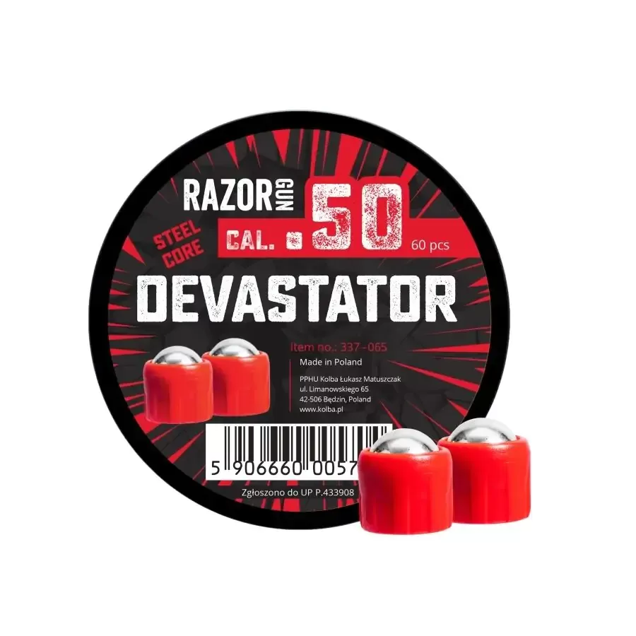 Полимер-метални топчета Razor Gun Steel Core Devastator кал.50/60бр за HDR50