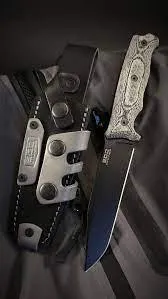 Нож Ego Mod.50 черен с черна микарта с кожена кания