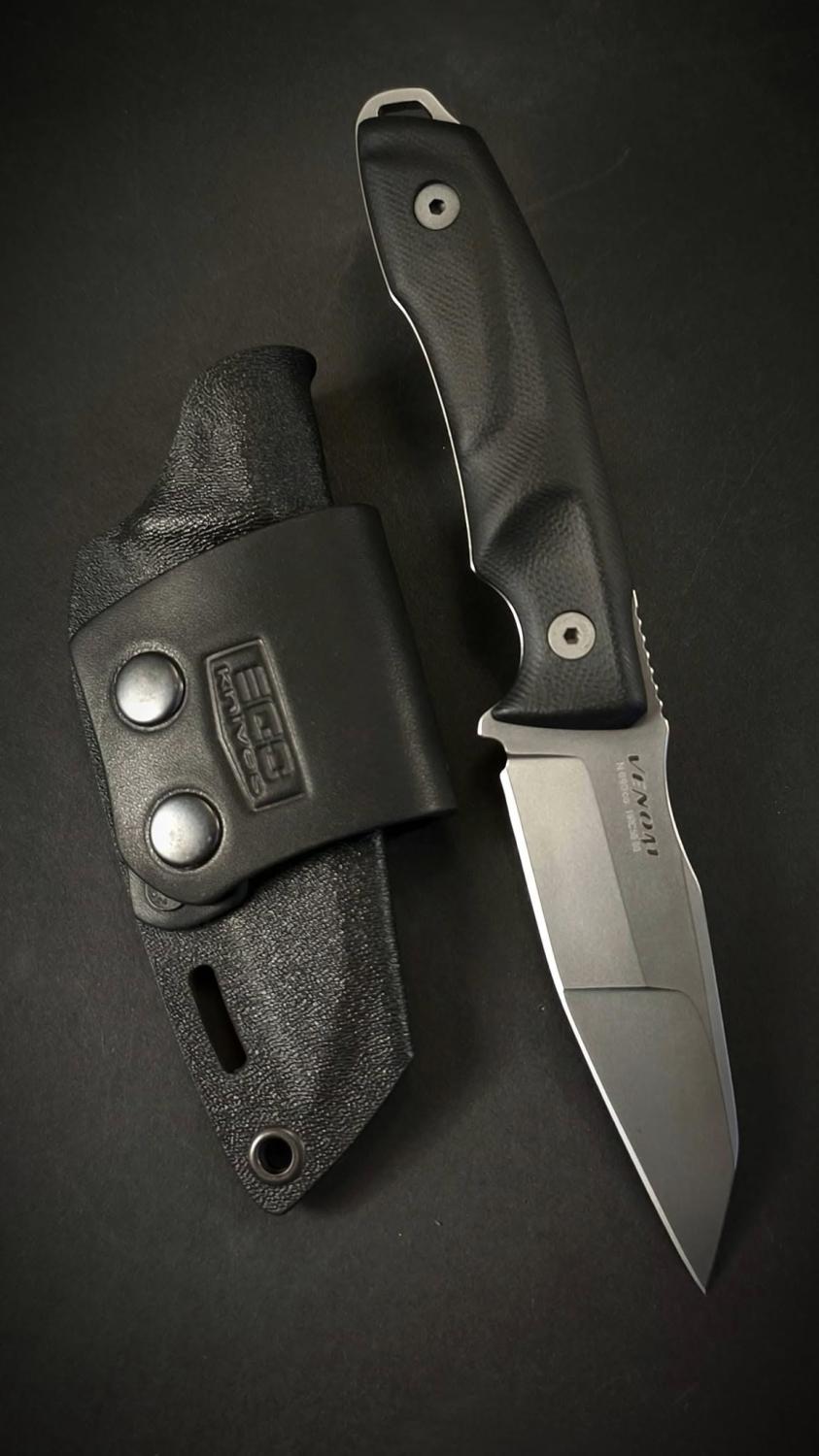 Нож Ego Mod.58 Venom N690 G10 черна ръкохватка и кания Kydex
