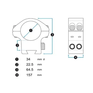 Монтаж Arken Rigid Precision Cantilever 34 mm Weaver/Picatinny 0 MOA ARL34