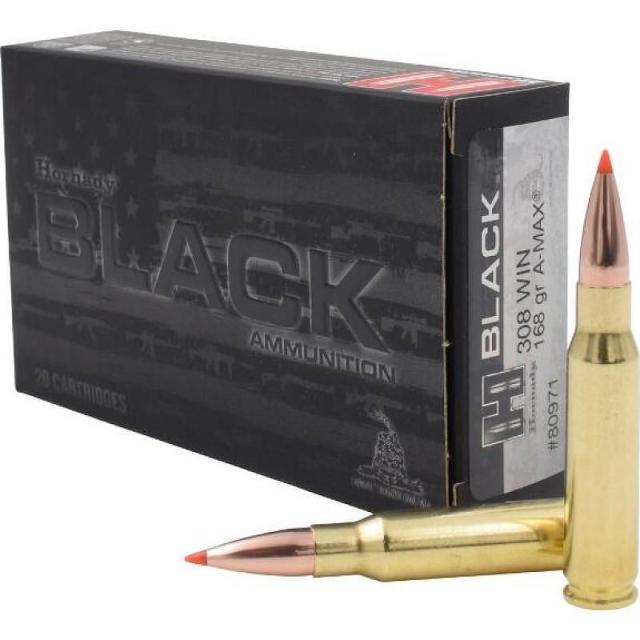 Патрони Hornady cal. 308 - 168 gr, A-MAX Black